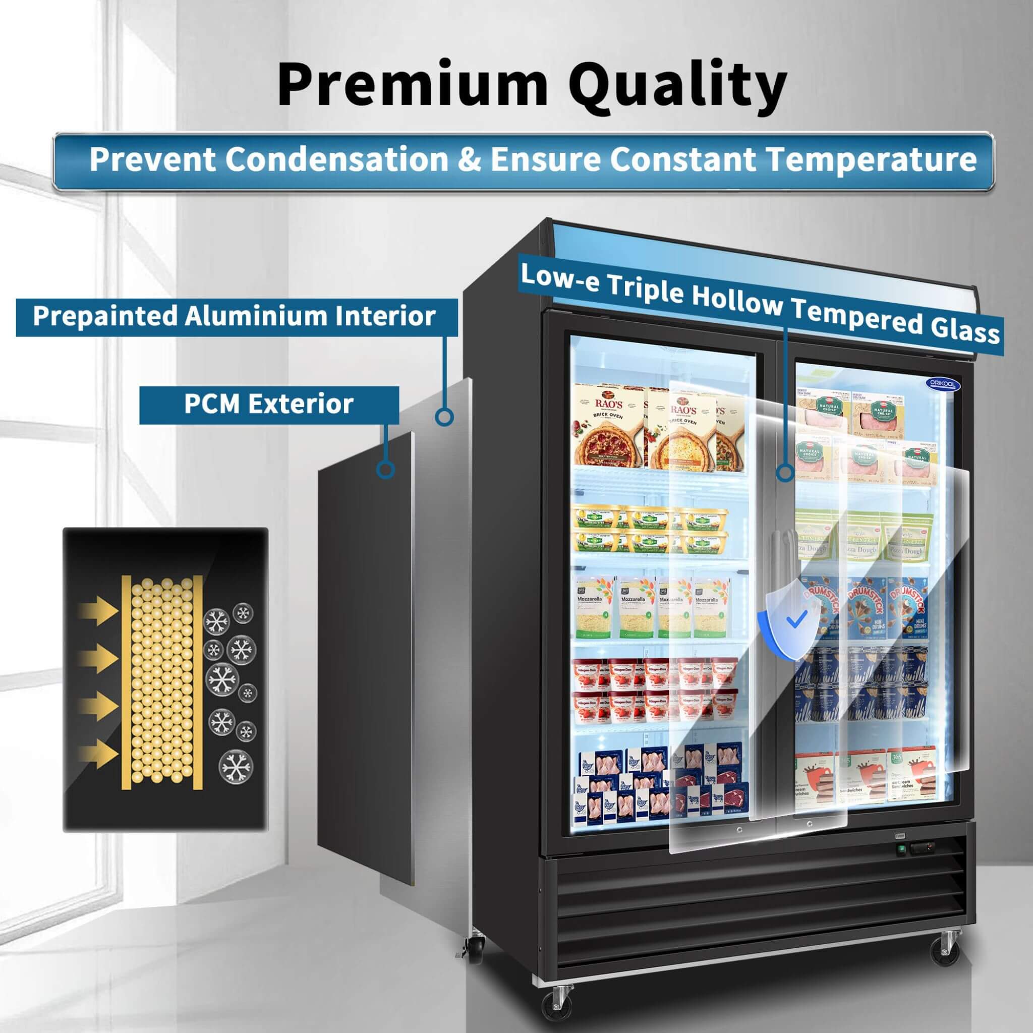 44.7 Cu.Ft Commercial Glass Door Merchandiser Freezer With LED Display (SAK39478) by SAKSBY WHOLESALE