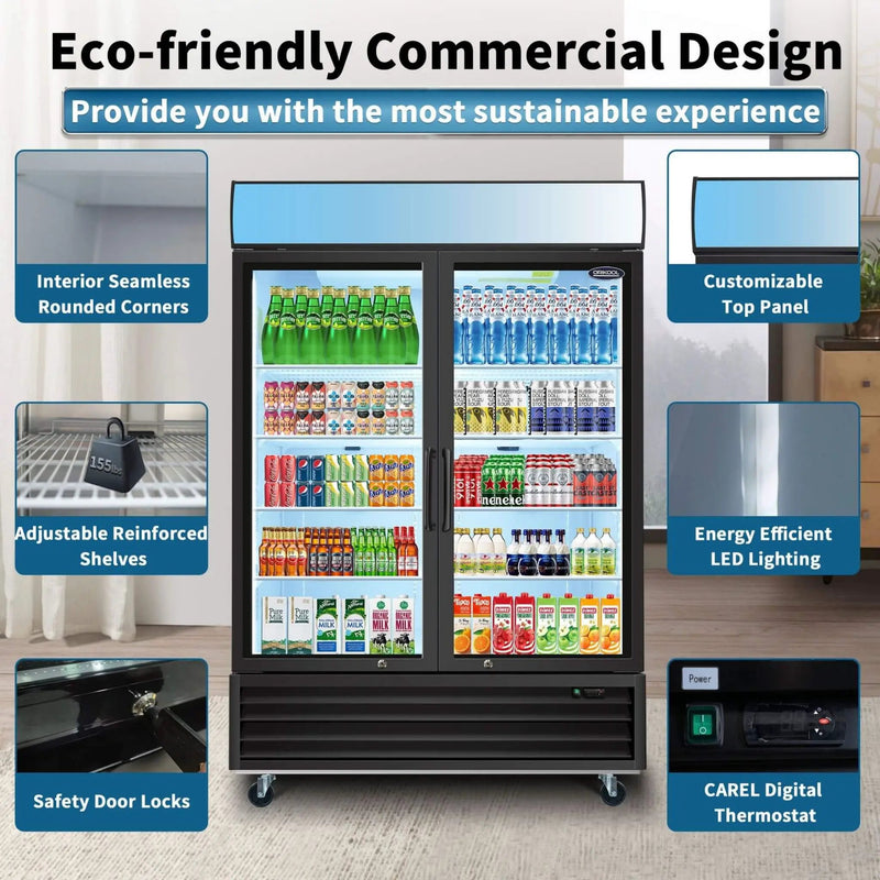44.7 Cu.Ft Double-Door Commercial Display Merchandising Refrigerator (SAK54692) by SAKSBY WHOLESALE