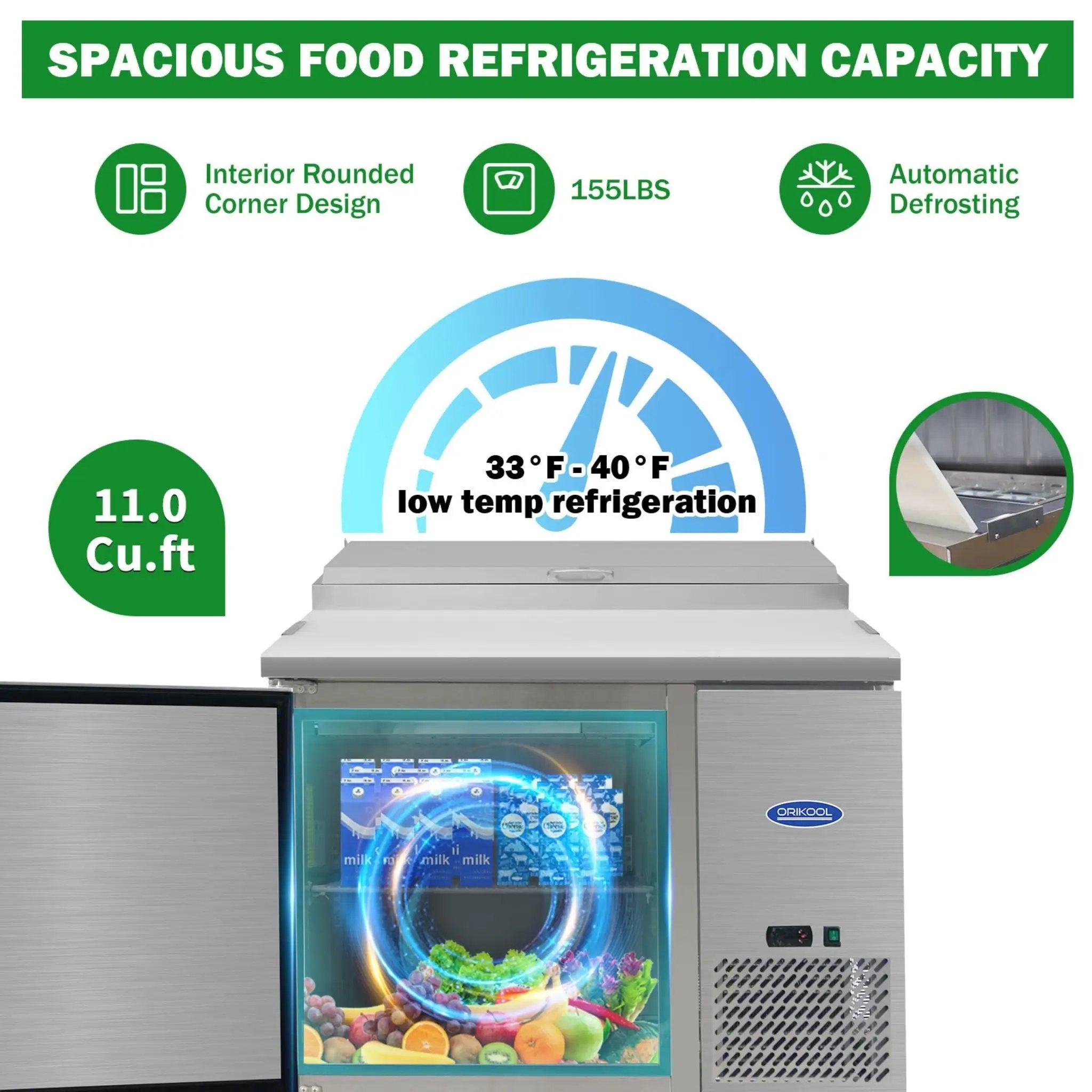 44-Inch Commercial Pizza Prep Table With Built-In 11 Cu.Ft Refrigerator (SAK09621) by SAKSBY WHOLESALE