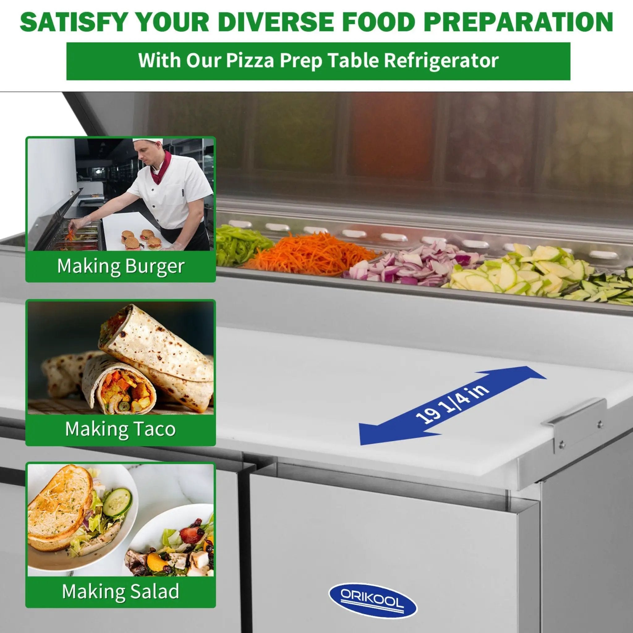 44-Inch Commercial Pizza Prep Table With Built-In 11 Cu.Ft Refrigerator (SAK09621) by SAKSBY WHOLESALE