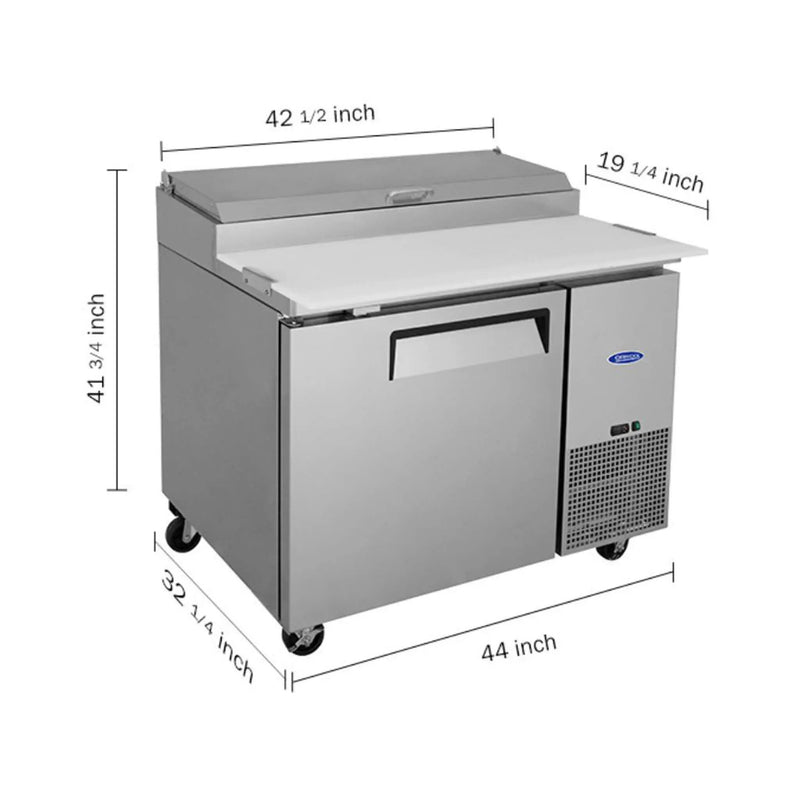 44-Inch Commercial Pizza Prep Table With Built-In 11 Cu.Ft Refrigerator (SAK09621) by SAKSBY WHOLESALE