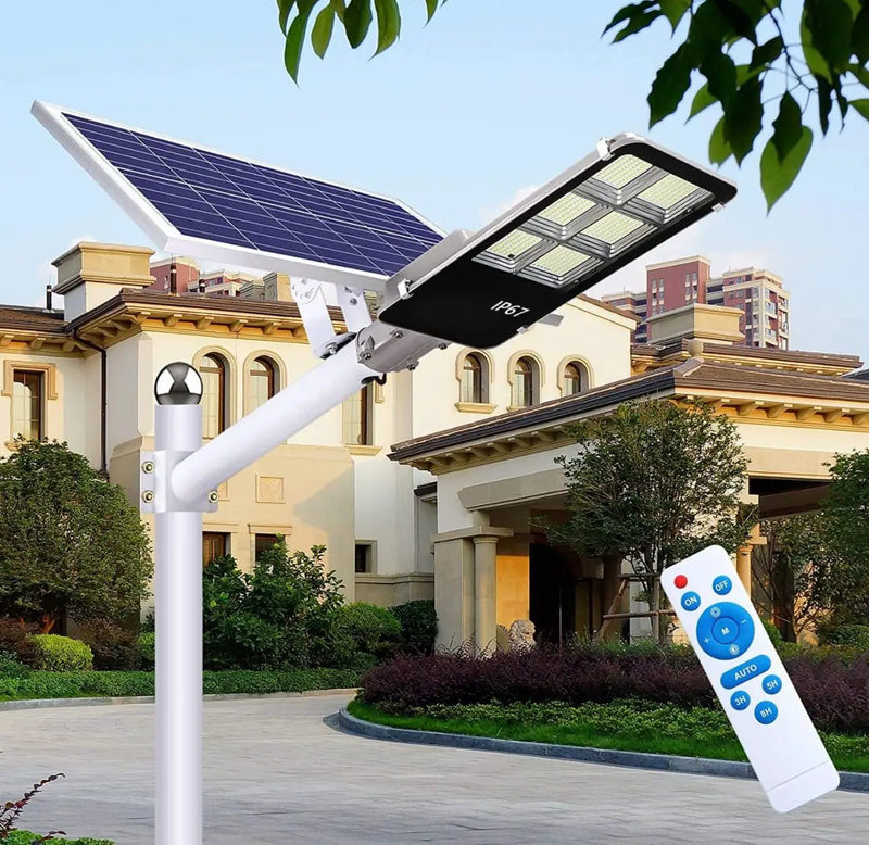 6400W Solar Street Light – 150,000 Lumens Commercial LED Parking Lot Light with Motion Sensor & Remote by Outdoor Solar Outlet