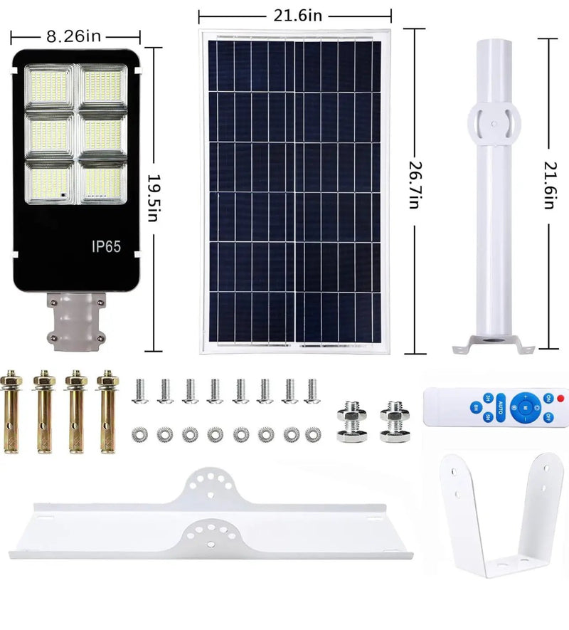 6400W Solar Street Light – 150,000 Lumens Commercial LED Parking Lot Light with Motion Sensor & Remote by Outdoor Solar Outlet