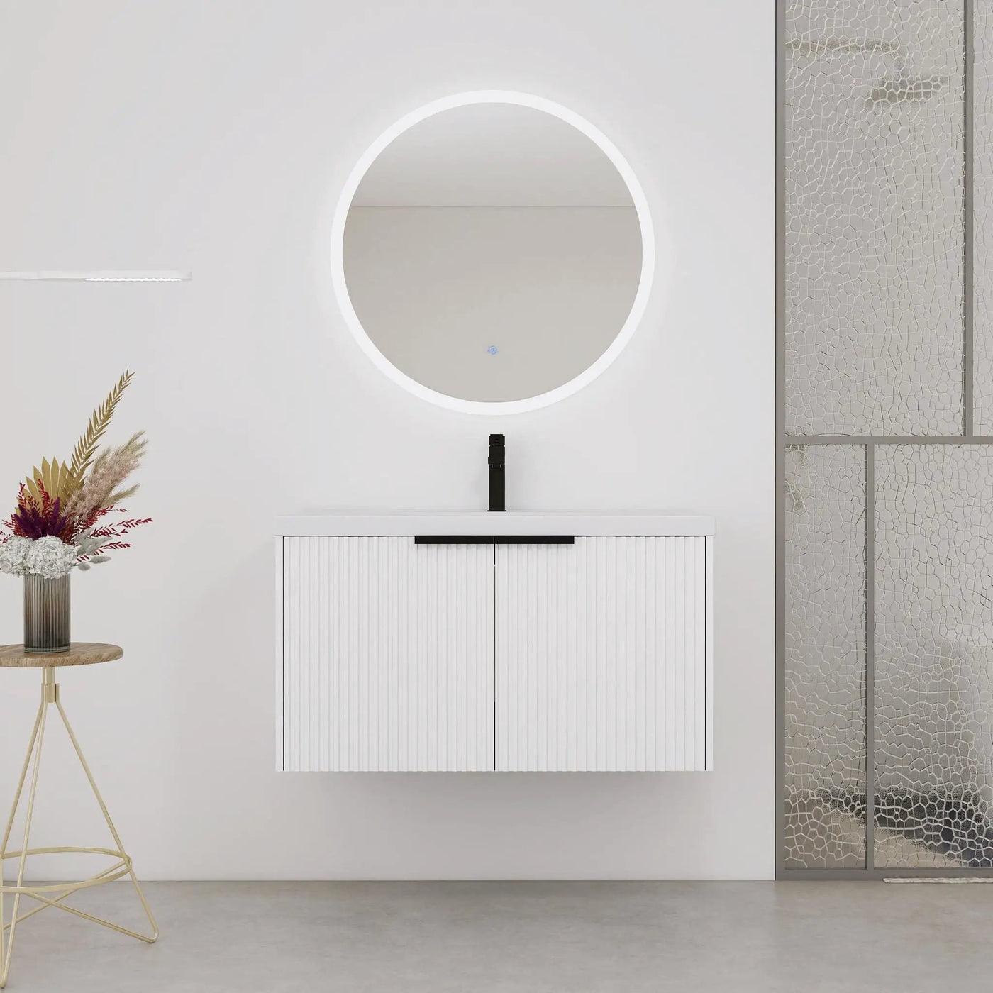 Contemporary Wall Mounted Bathroom Vanity With Resin Double Sink by HouseOfZazla
