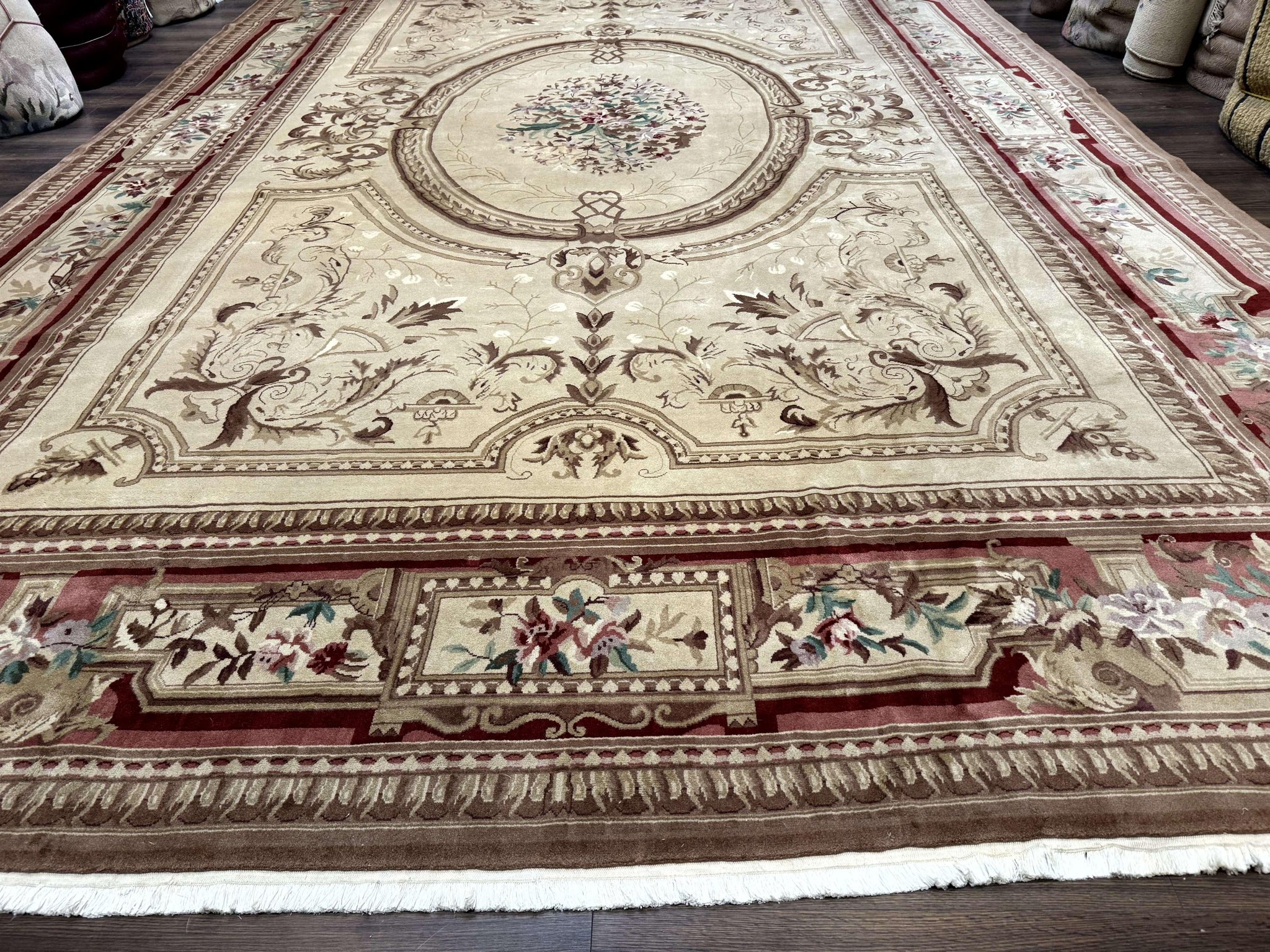Palace Size Aubusson Rug 12x18, Extra Large, French European Carpet, Soft Wool Pile, Elegant by Jewel Rugs