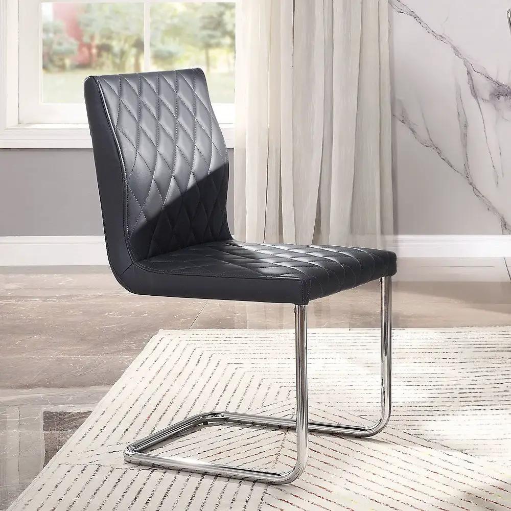 Ansonia - Side Chair (Set of 2) - Gray Synthetic Leather & Chrome by Unique Piece Furniture