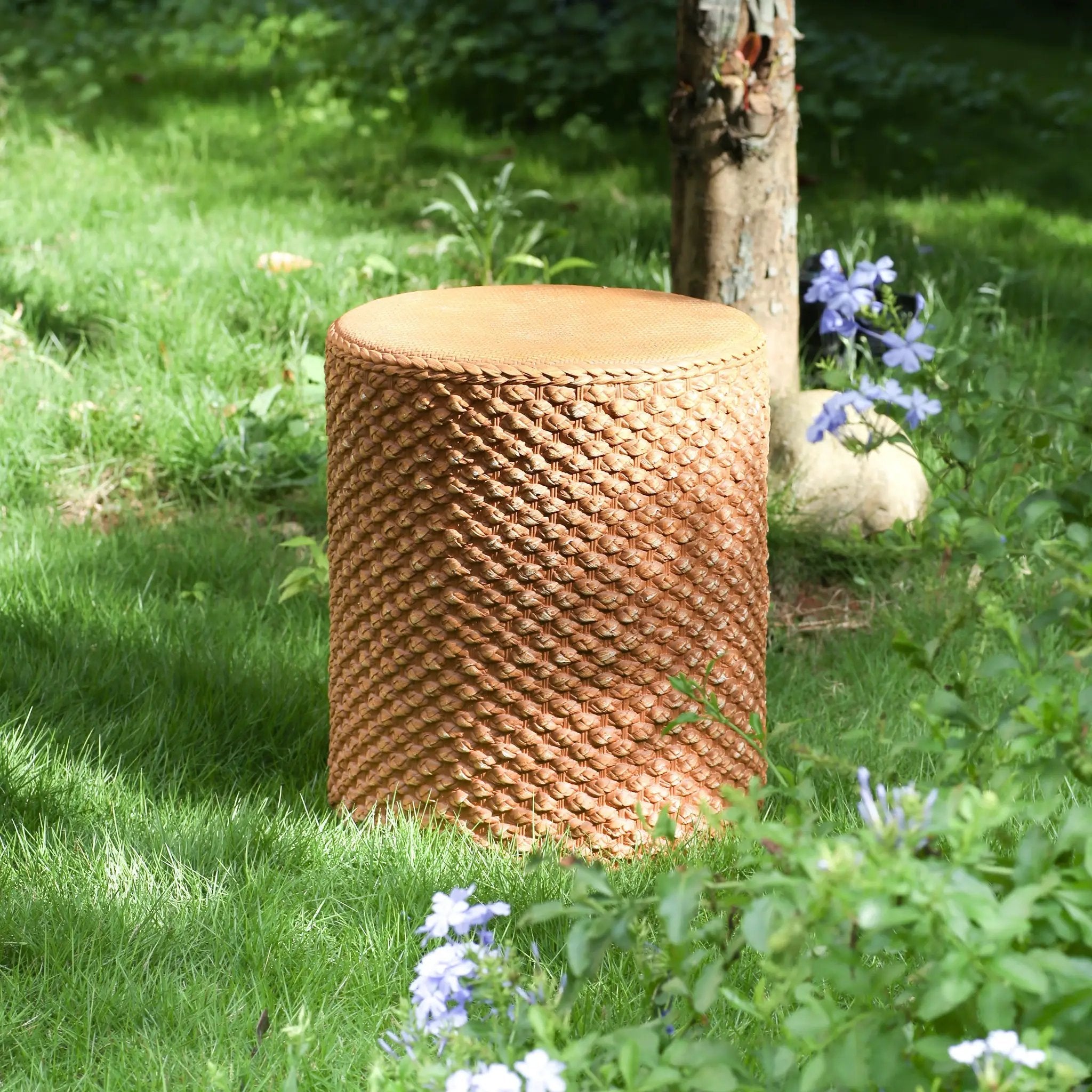 Evie Outdoor Patio Round MGO Side Table Brown by HouseOfZazla