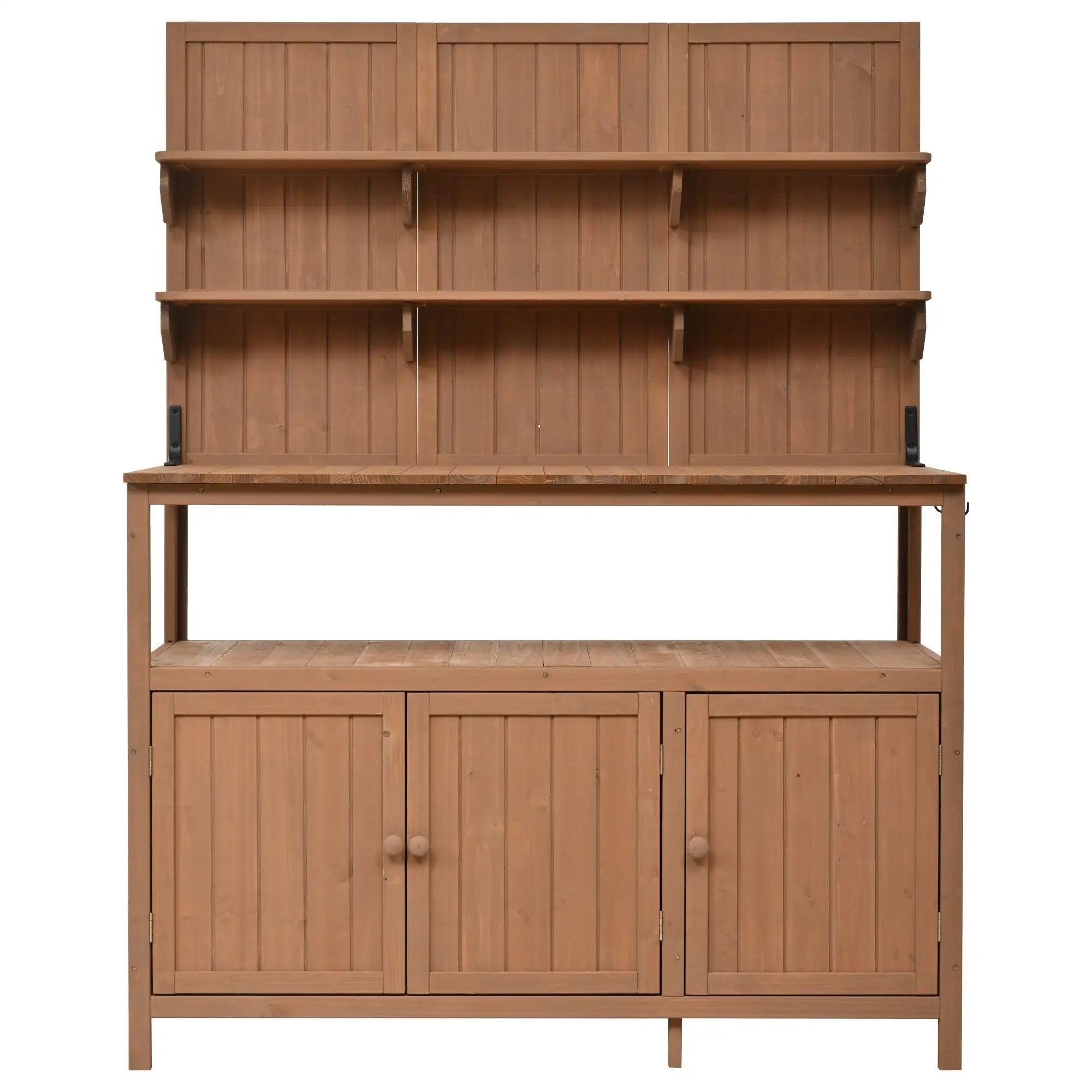 TOPMAX Potting Bench with Hutch, 50.2' Solid Fir Wood Garden Workstation by HouseOfZazla