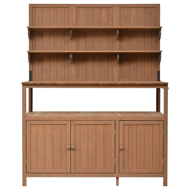 TOPMAX Potting Bench with Hutch, 50.2' Solid Fir Wood Garden Workstation by HouseOfZazla
