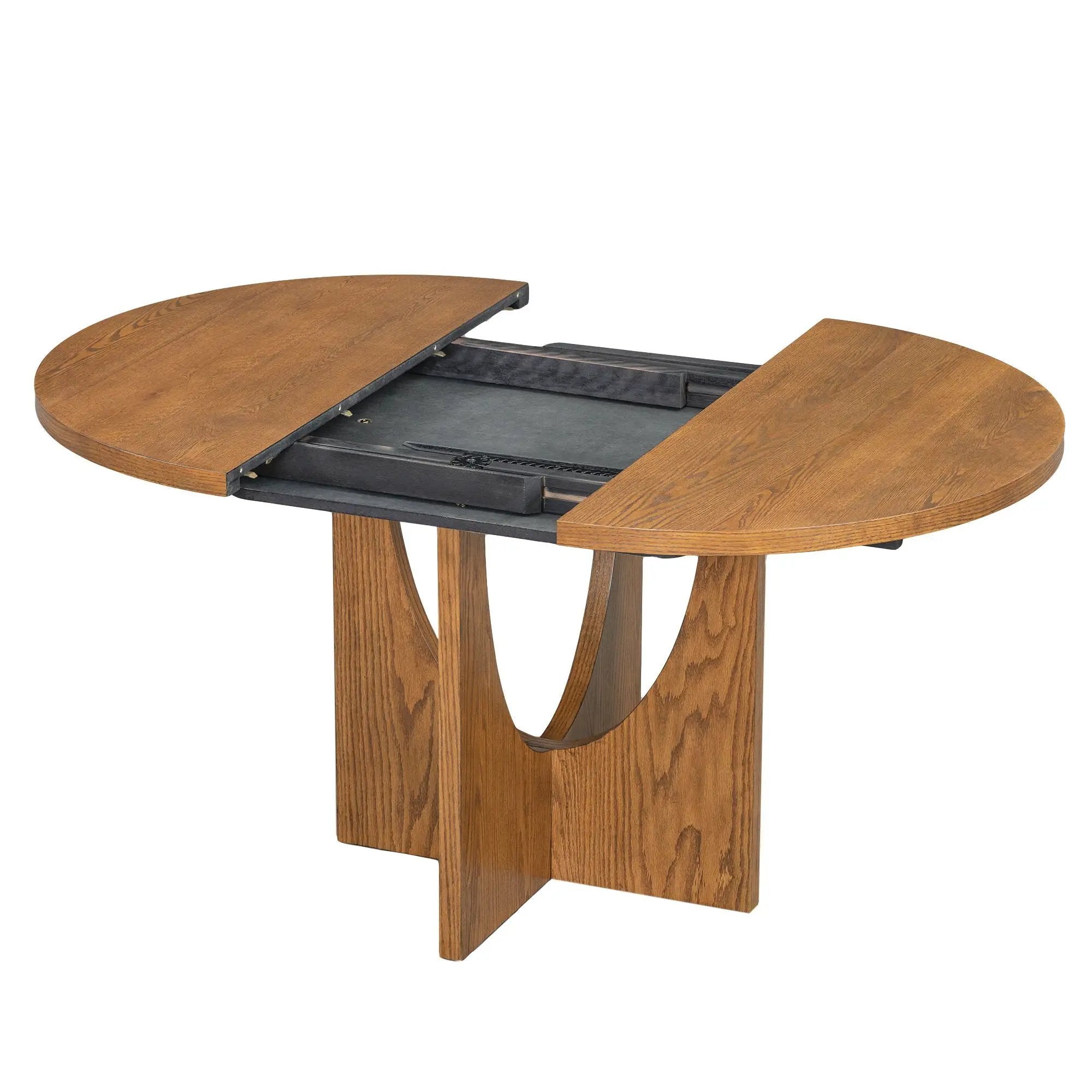 Topmax - 5 Piece Modern Extendable Round Dining Table Set With Removable Leaf For Small Places by HouseOfZazla
