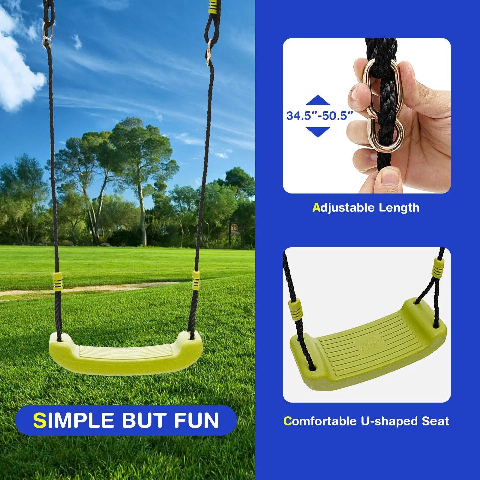 440 Pounds Kids Swing Set with Two Swings and One Glider by DirectDeals