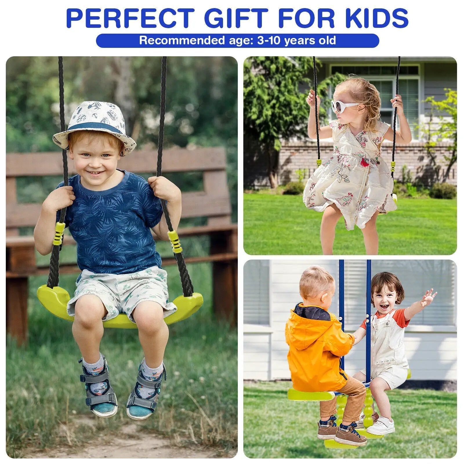 440 Pounds Kids Swing Set with Two Swings and One Glider by DirectDeals