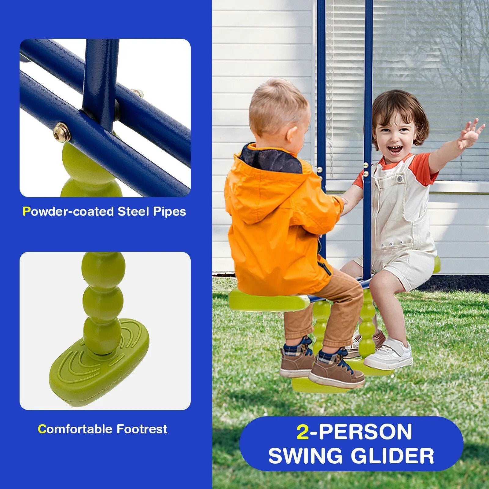 440 Pounds Kids Swing Set with Two Swings and One Glider by DirectDeals