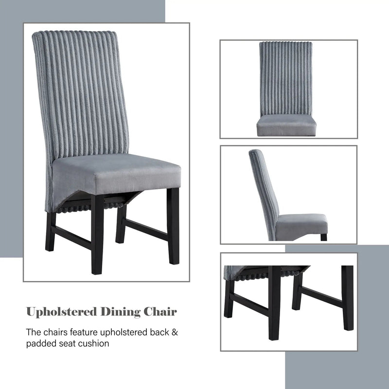 Kini - Corduroy Side Chair (Set of 2) - Black / Gray by Unique Piece Furniture