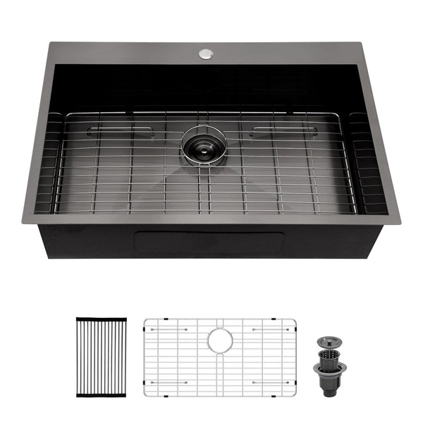 Drop In Kitchen Sink, 16 Gauge Stainless Steel, Topmount