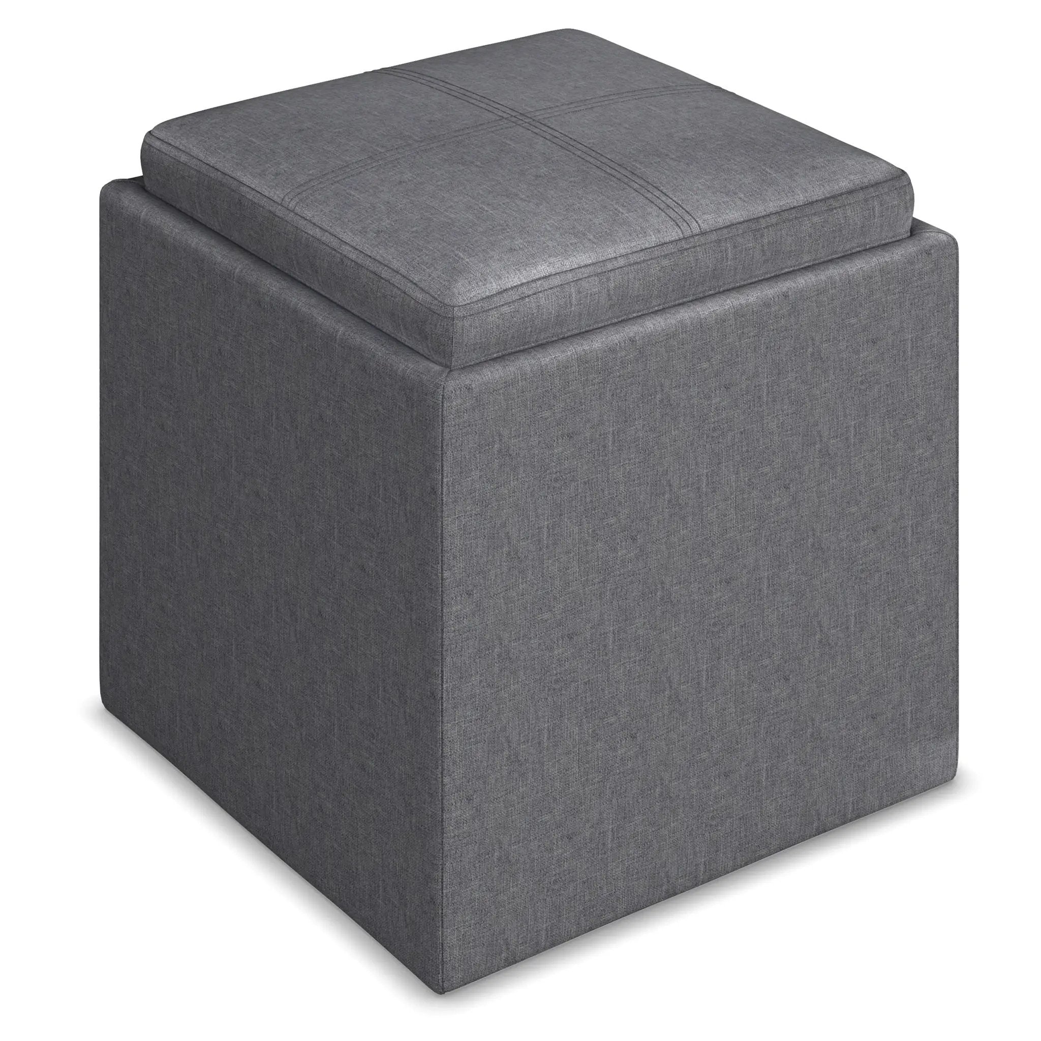 Rockwood - Upholstered Cube Storage Ottoman With Tray by HouseOfZazla