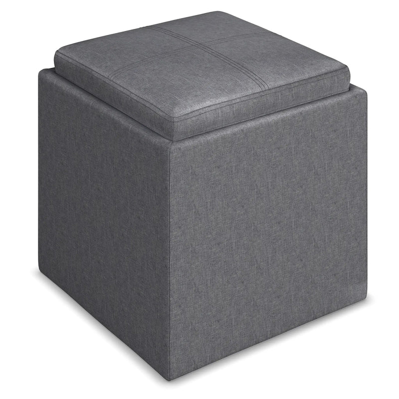 Rockwood - Upholstered Cube Storage Ottoman With Tray by HouseOfZazla