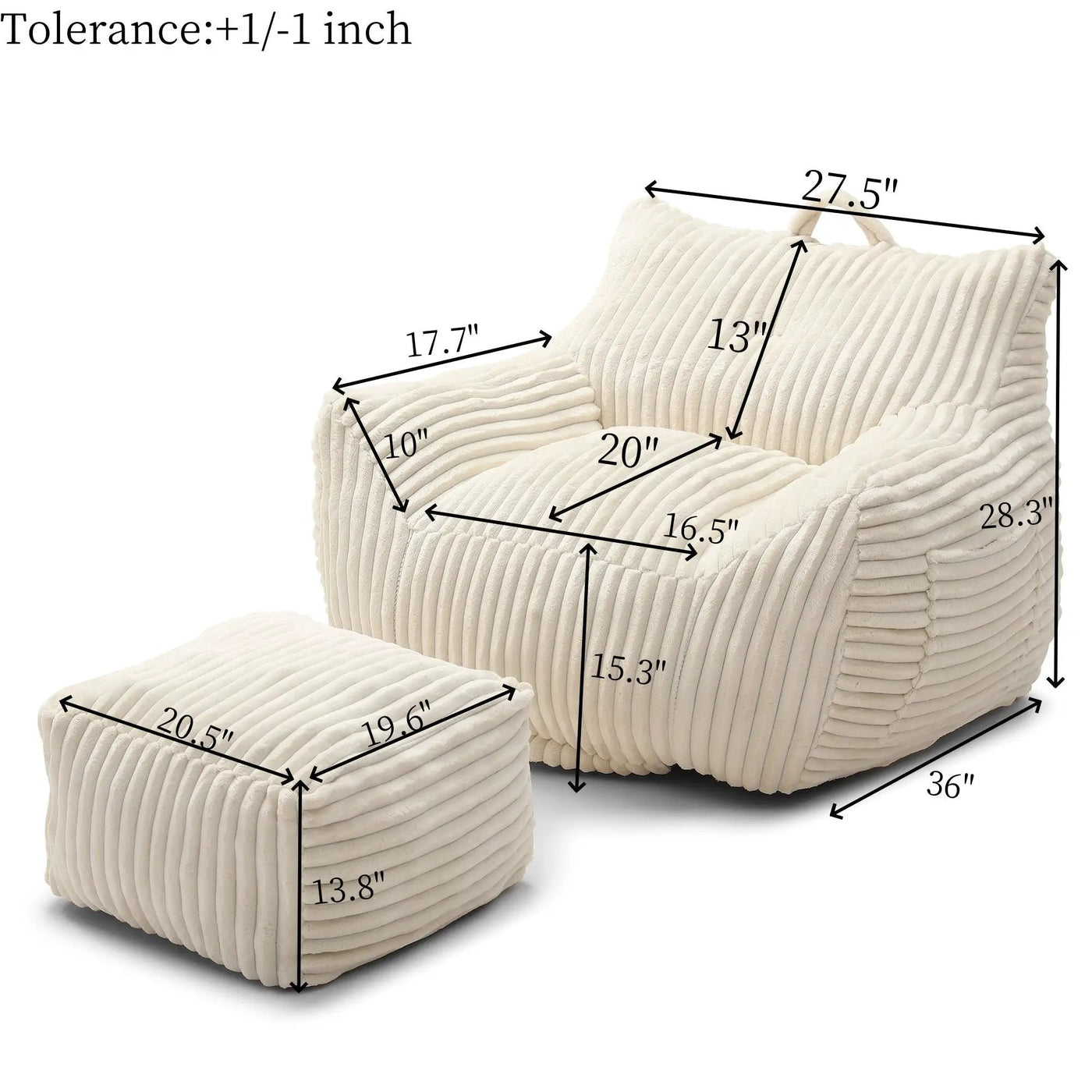 Giant Bean Bag Chair With Armrests And Footstool by Unique Piece Furniture