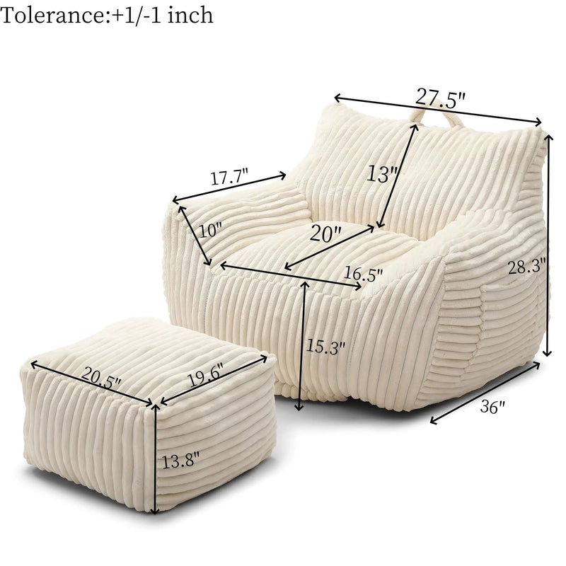Giant Bean Bag Chair With Armrests And Footstool by Unique Piece Furniture