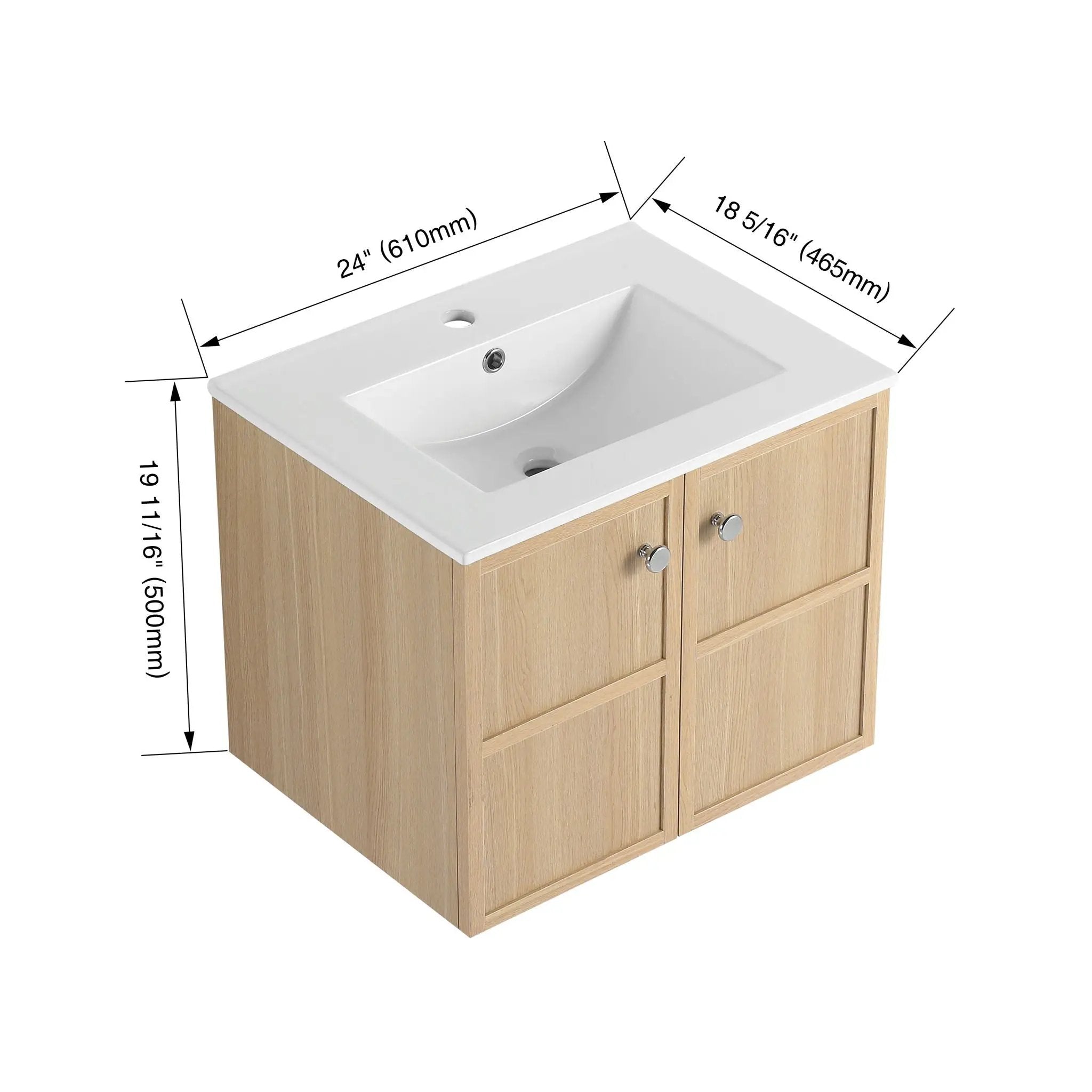 Wall Mounted Bathroom Vanity With Ceramic Sink And 2 Soft Closing Doors by Unique Piece Furniture