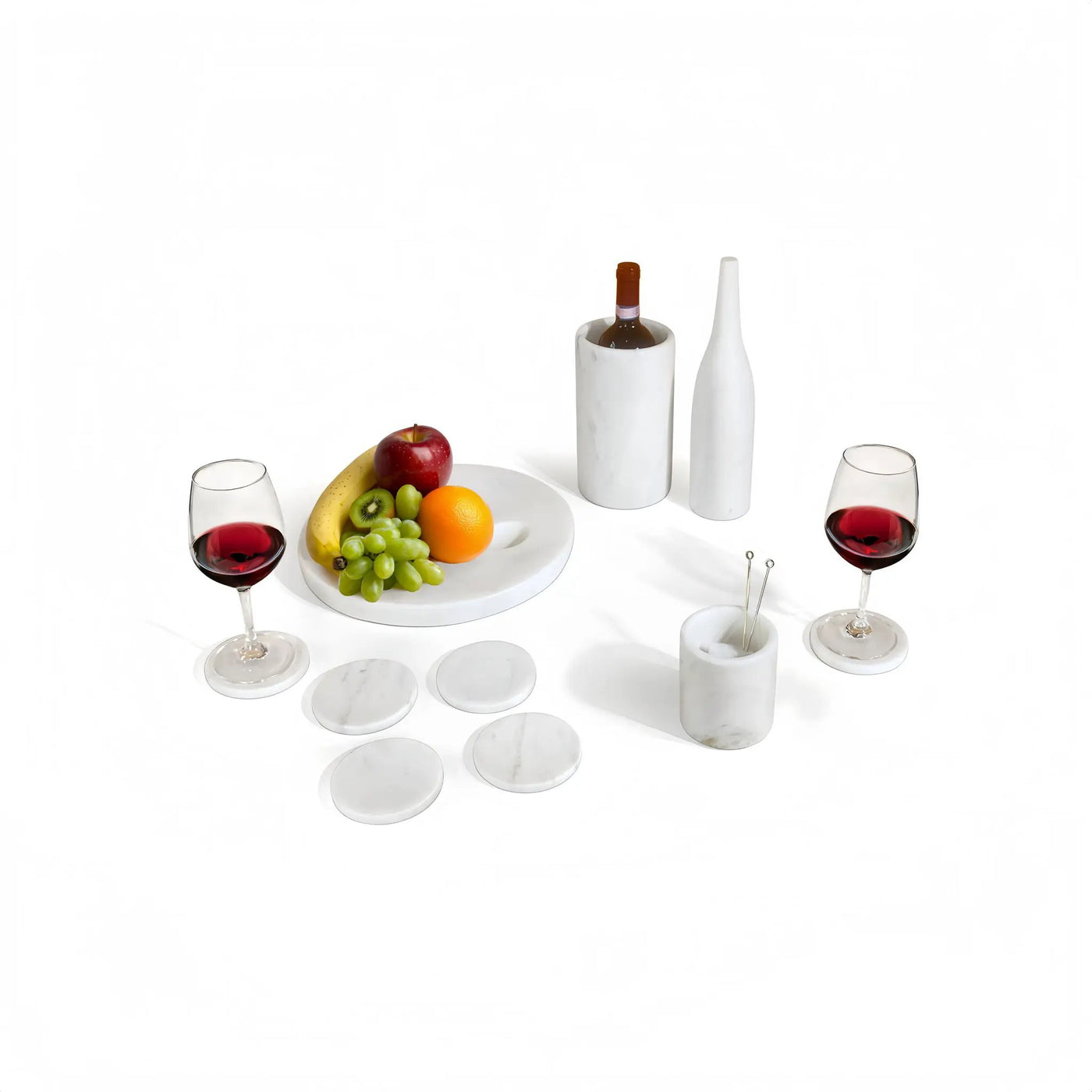 10 Pieces Luxury Natural Marble Dining Room Accessories Set by HouseOfZazla