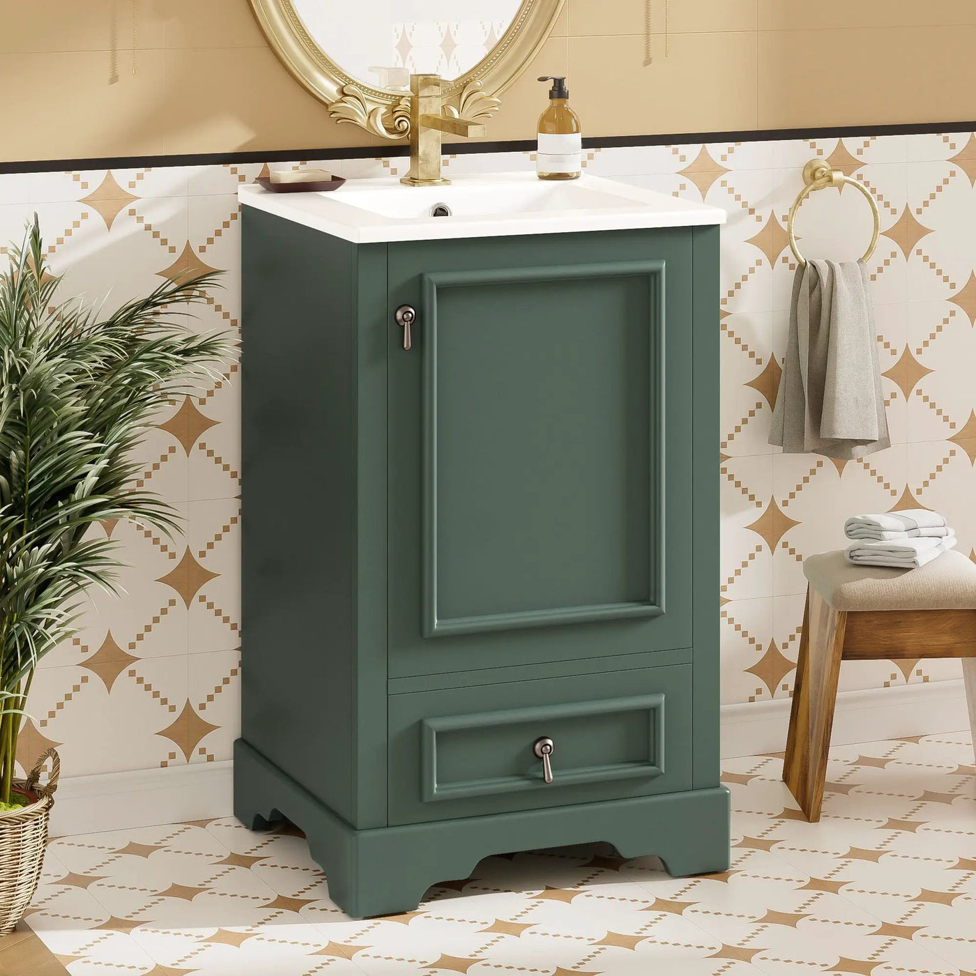 Bathroom Vanity With Sink, Soft Close Door, Adjustable U-Shaped Shelf by Unique Piece Furniture