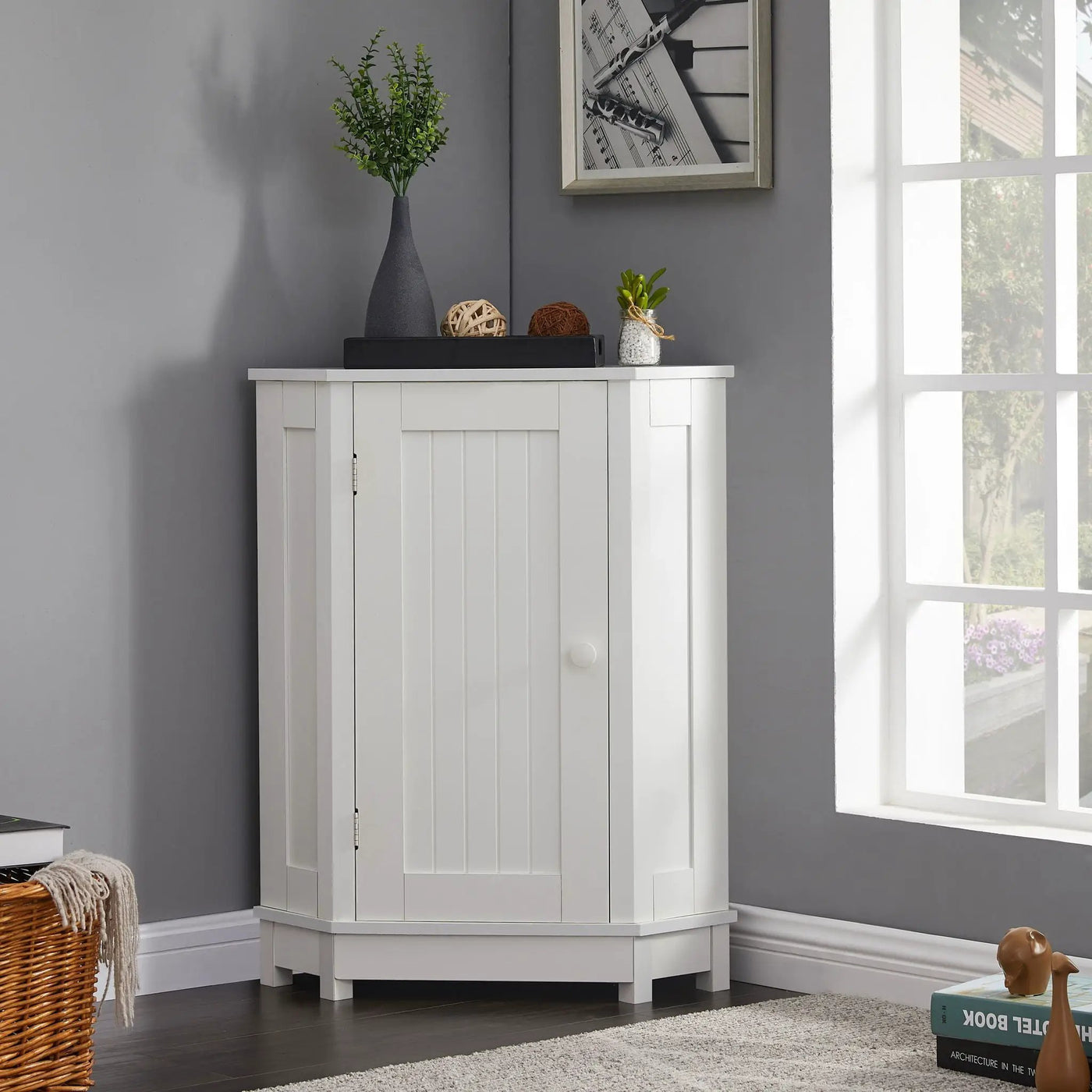 Bathroom Cabinet Triangle Corner Storage Cabinet With Adjustable Shelf Modern Style by HouseOfZazla