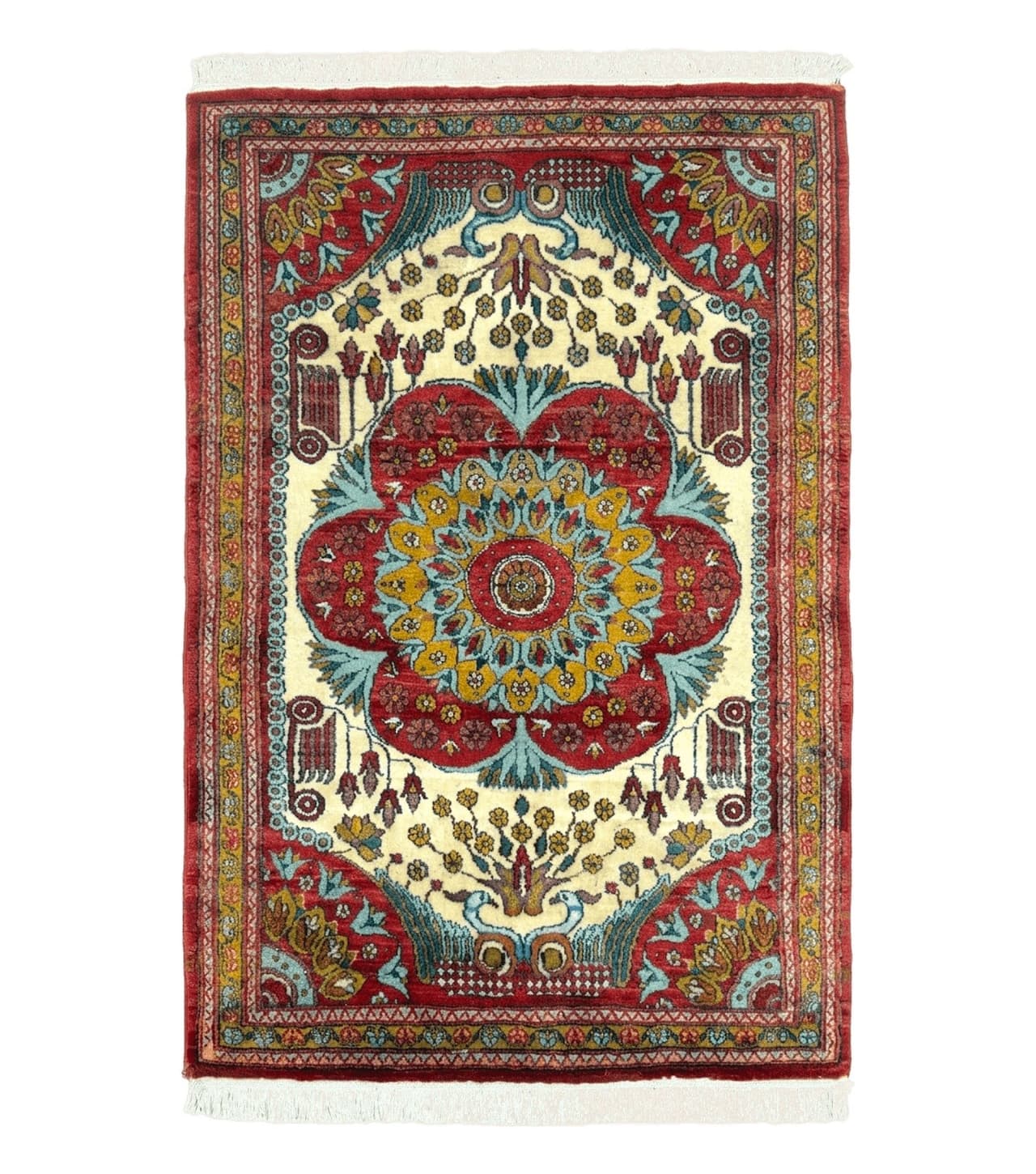 Persian Bijar Rug 2.6 x 4, Antique Carpet, Brick Red and Ivory by Jewel Rugs