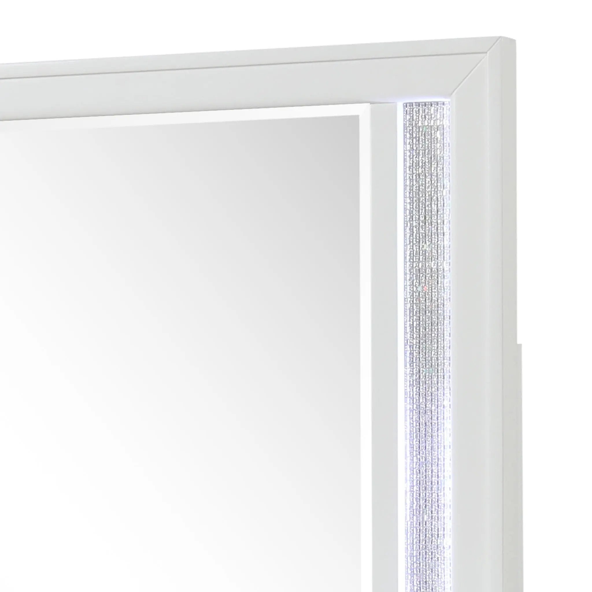 Abigale - Mirror For Dresser Top Made With LED (Includes Only Mirror) - White by HouseOfZazla
