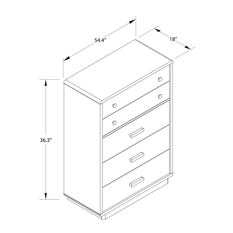 Valencia - 5 Drawer Dresser - White / Gray by HouseOfZazla