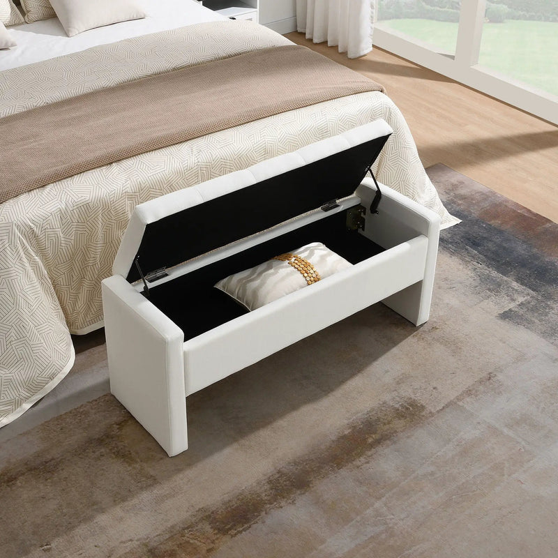 Modern Upholstered Large Bed End Bench With Storage by HouseOfZazla