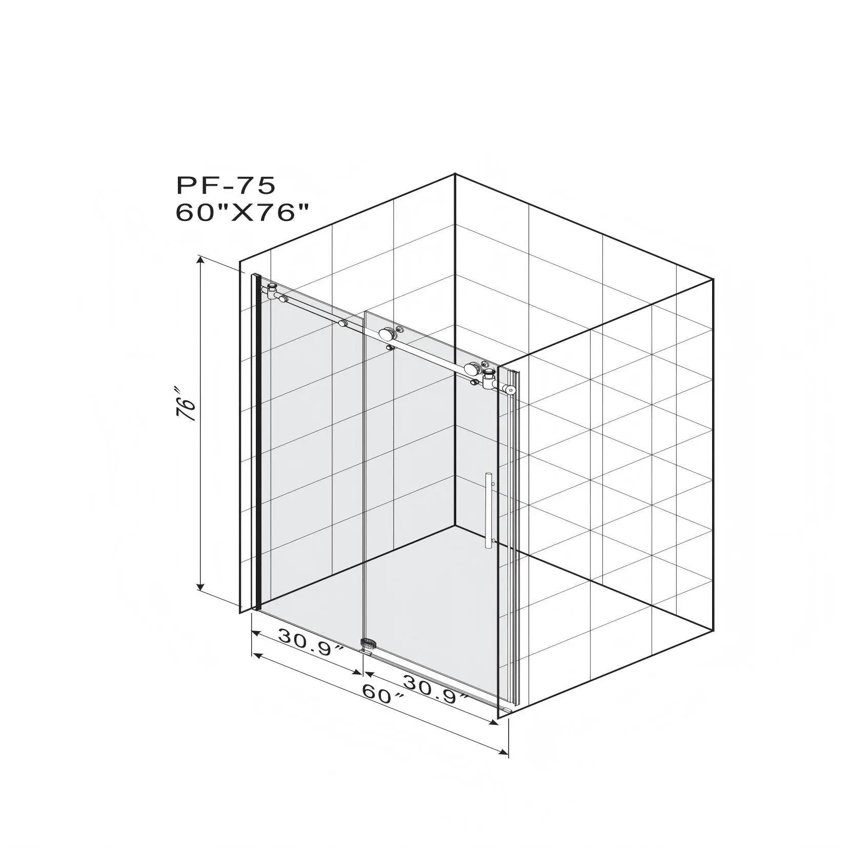 Frameless Shower Door, Clear Tempered Glass - Brushed Nickel by HouseOfZazla