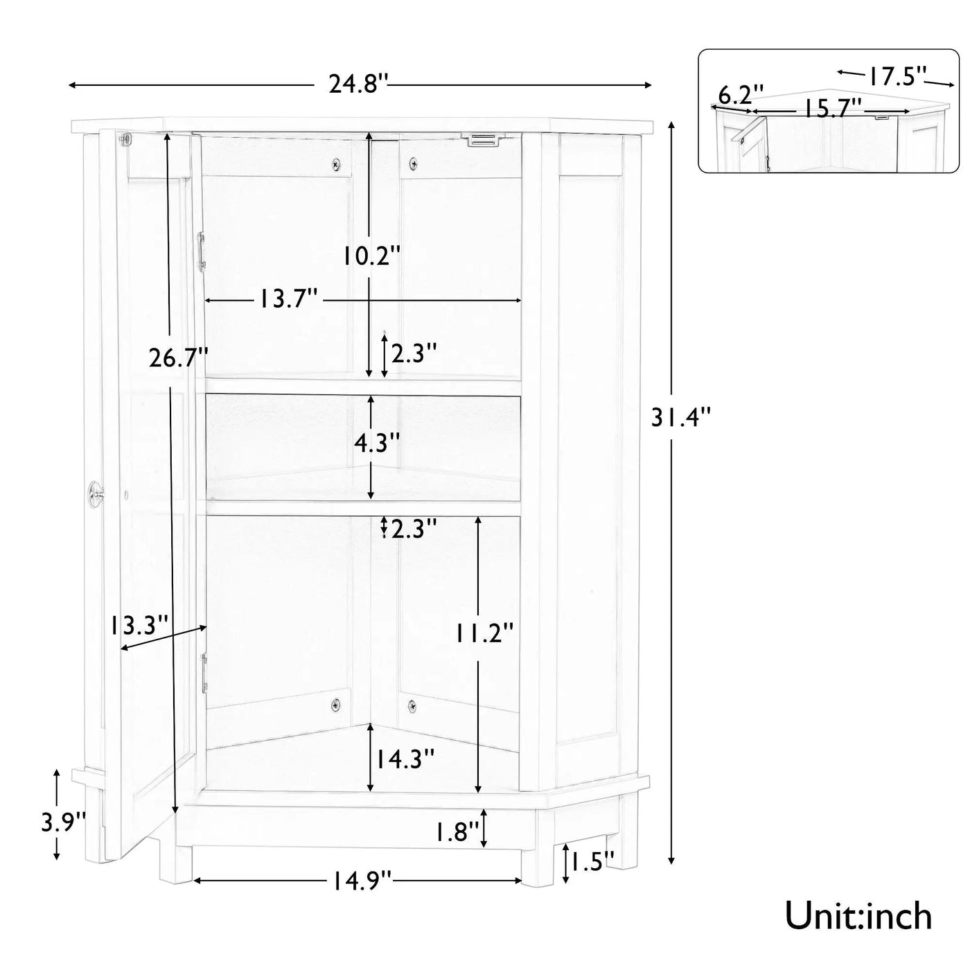 Bathroom Cabinet Triangle Corner Storage Cabinet With Adjustable Shelf Modern Style by HouseOfZazla
