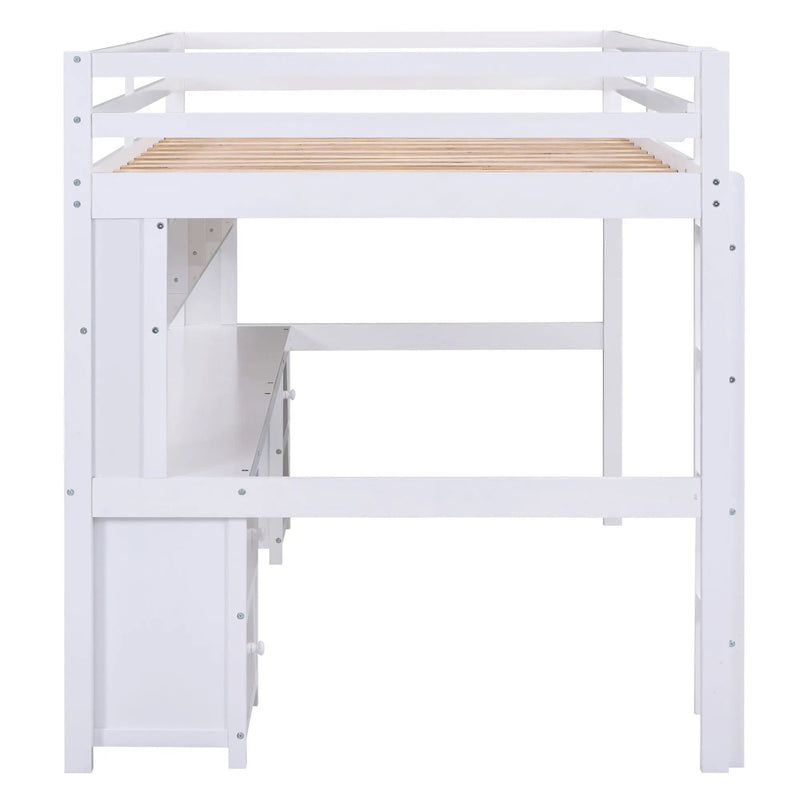 Loft Bed With Desk, Cabinets, Drawers, Charging Station And Bedside Tray by HouseOfZazla