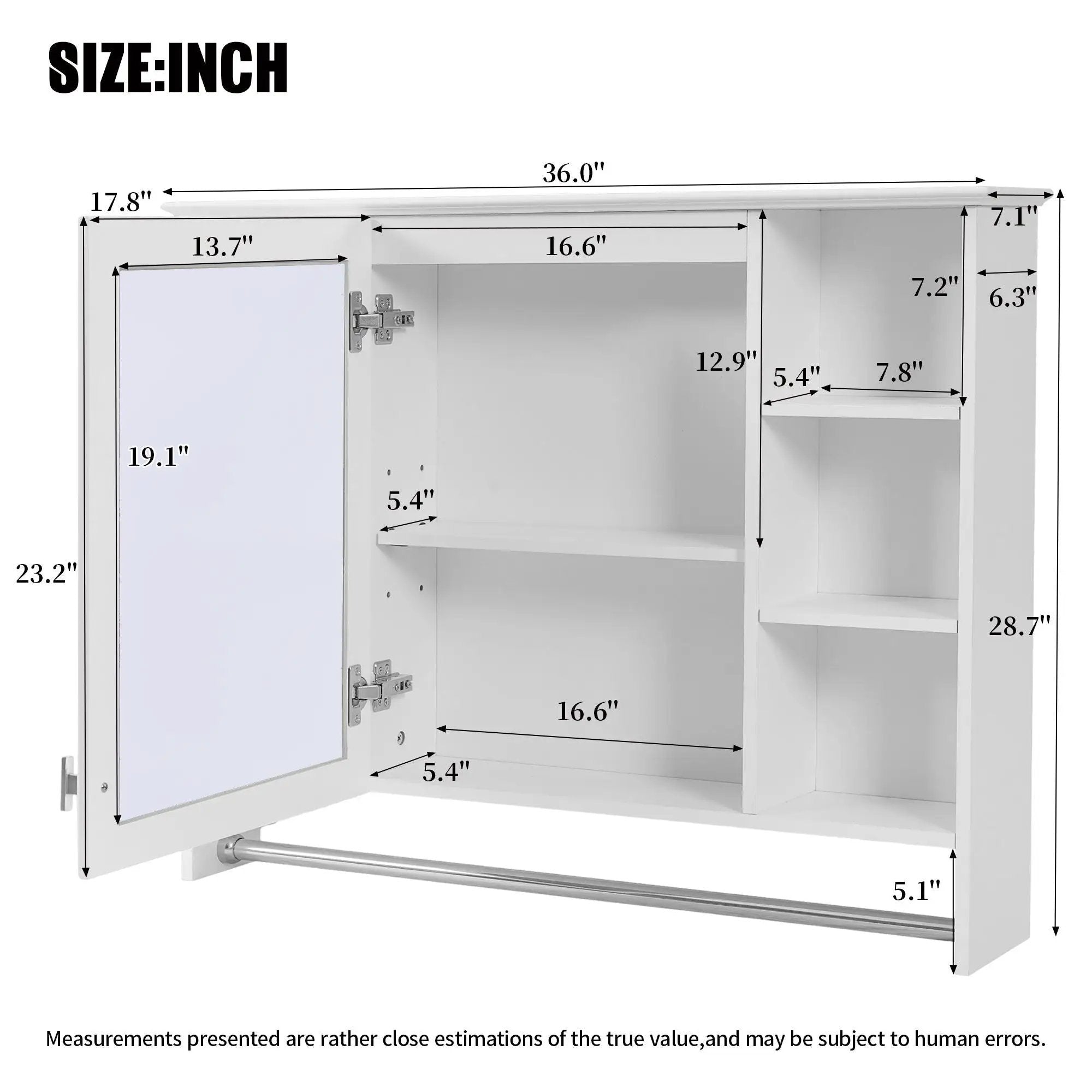 Modern Wall Mounted Mirror Cabinet with Adjustable Shelf and Towel Bar by HouseOfZazla