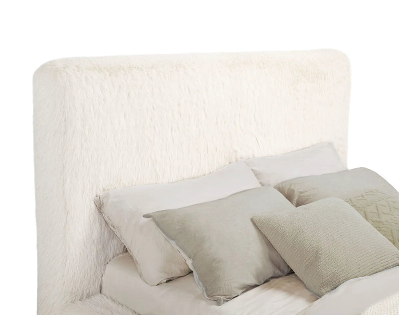 Rebecca Faux Fur Upholstered Eastern King Bed Cream by Unique Piece Furniture