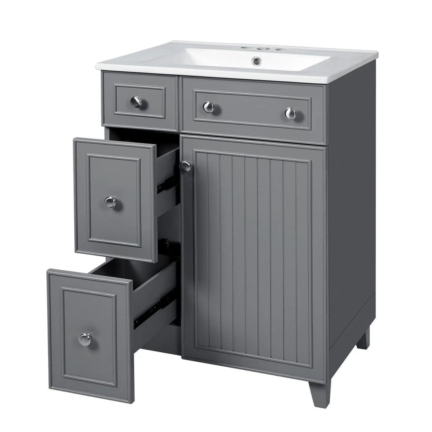 Transitional Style Bathroom Vanity Cabinet With Ceramic Sink by HouseOfZazla