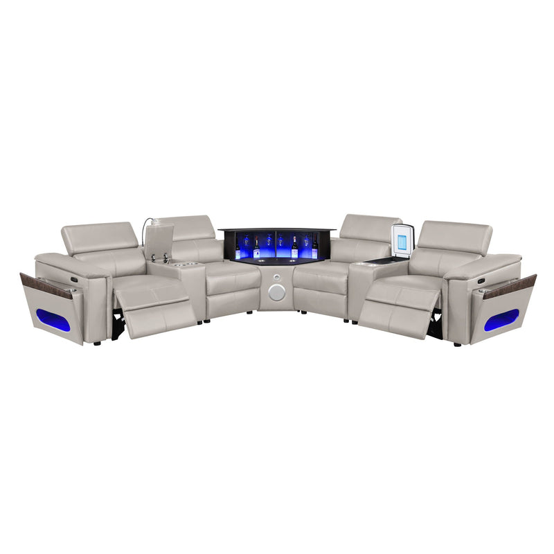 Nova - Sectional With Bluetooth Speaker, LED And Lifting Wine Cabinet by HouseOfZazla