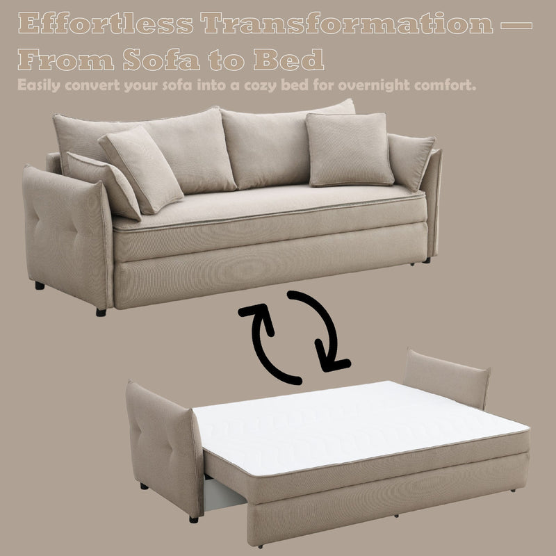 Irina Beige Fabric Sofa with Sleeper by HouseOfZazla