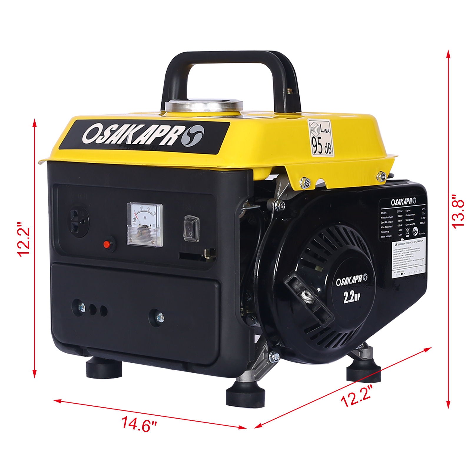 Portable Outdoor Generator Low Noise Gas Powered For Home Use - Yellow by HouseOfZazla