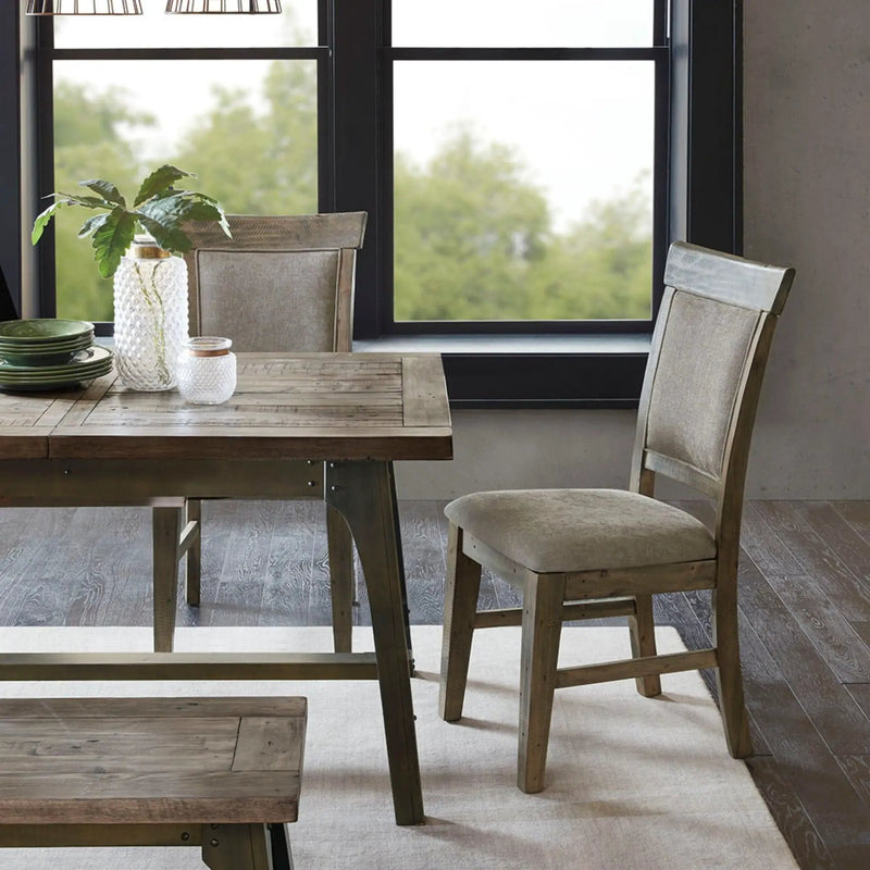 Dining Side Chair Set With Cushioned Back And Seat (Set of 2) - Weathered Gray / Natural by HouseOfZazla