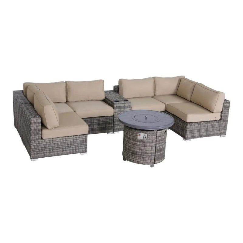 Wicker Outdoor Lounge Set With Cushions And Fire Pit by HouseOfZazla