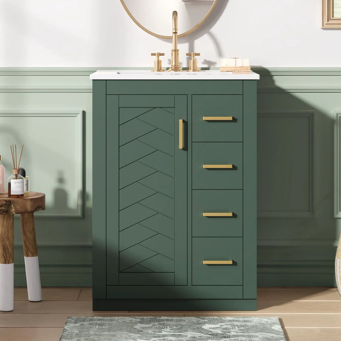 Modern Bathroom Vanity With 1 Door And 3 Drawers by Unique Piece Furniture