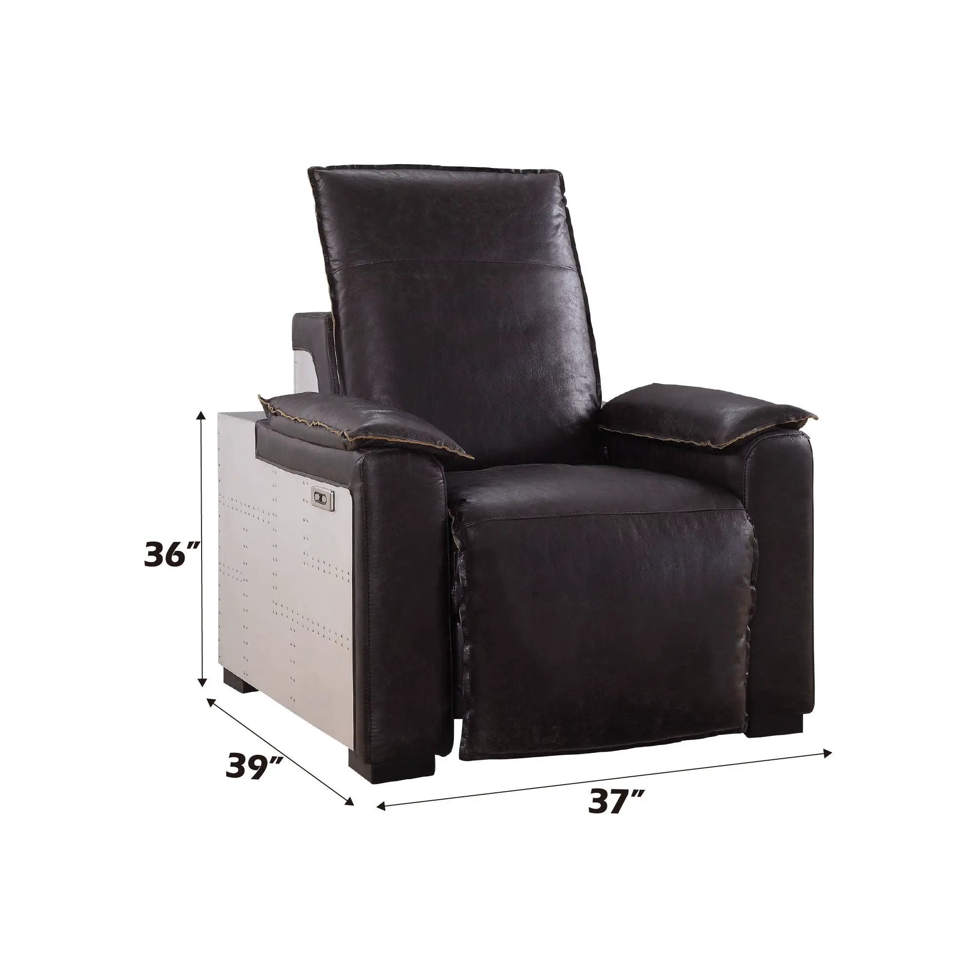 Misezon - Top Grain Leather Power Motion Recliner - Dark Brown by HouseOfZazla