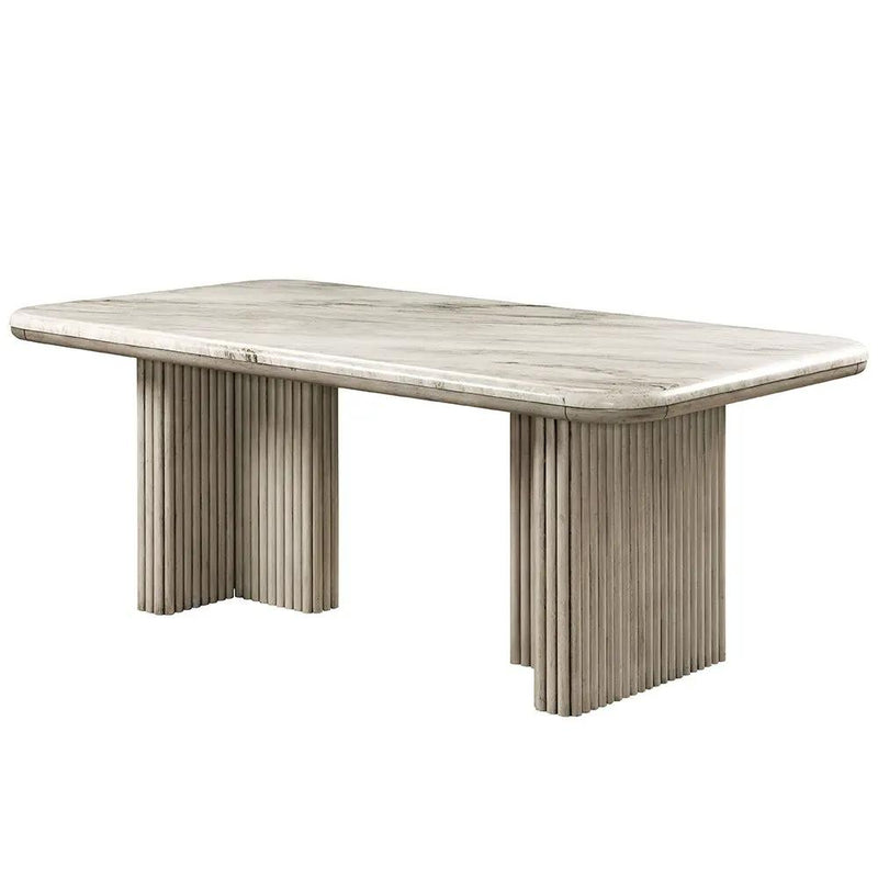Charity - Dining Table - Natural Marble Top & Gray Oak by Unique Piece Furniture