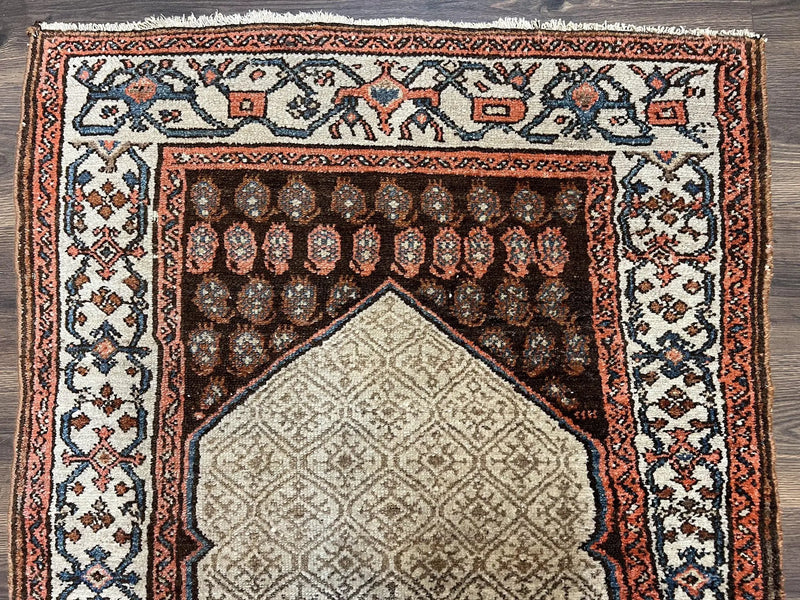 Rare Persian Tribal Runner Rug 3.5 x 10, Sarab Serab Kalegy Carpet, Antique 1920s Collectible Geometric Medallion Oriental Wool Runner, Hand Knotted, Camel Hair Color by Jewel Rugs
