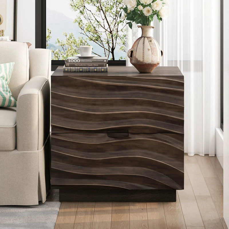 Solid Wood Nightstands with 2 Drawers by HouseOfZazla
