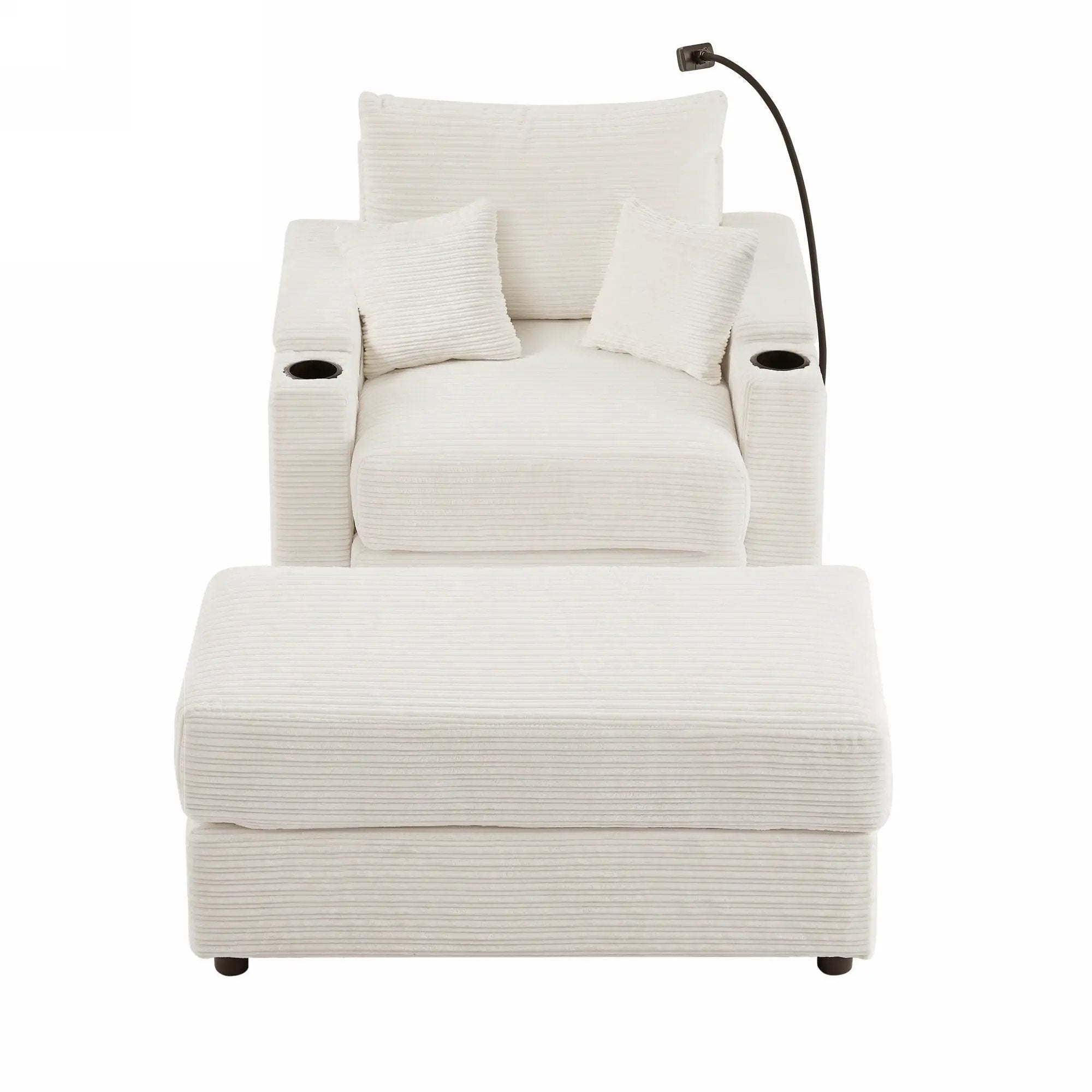 Modern Style Loveseat Sofa Sectional Sofa Couch With Storage Space, A Movable Ottoman, Two USB Ports, Two Cup Holders, A Phone Holder For Living Room by HouseOfZazla
