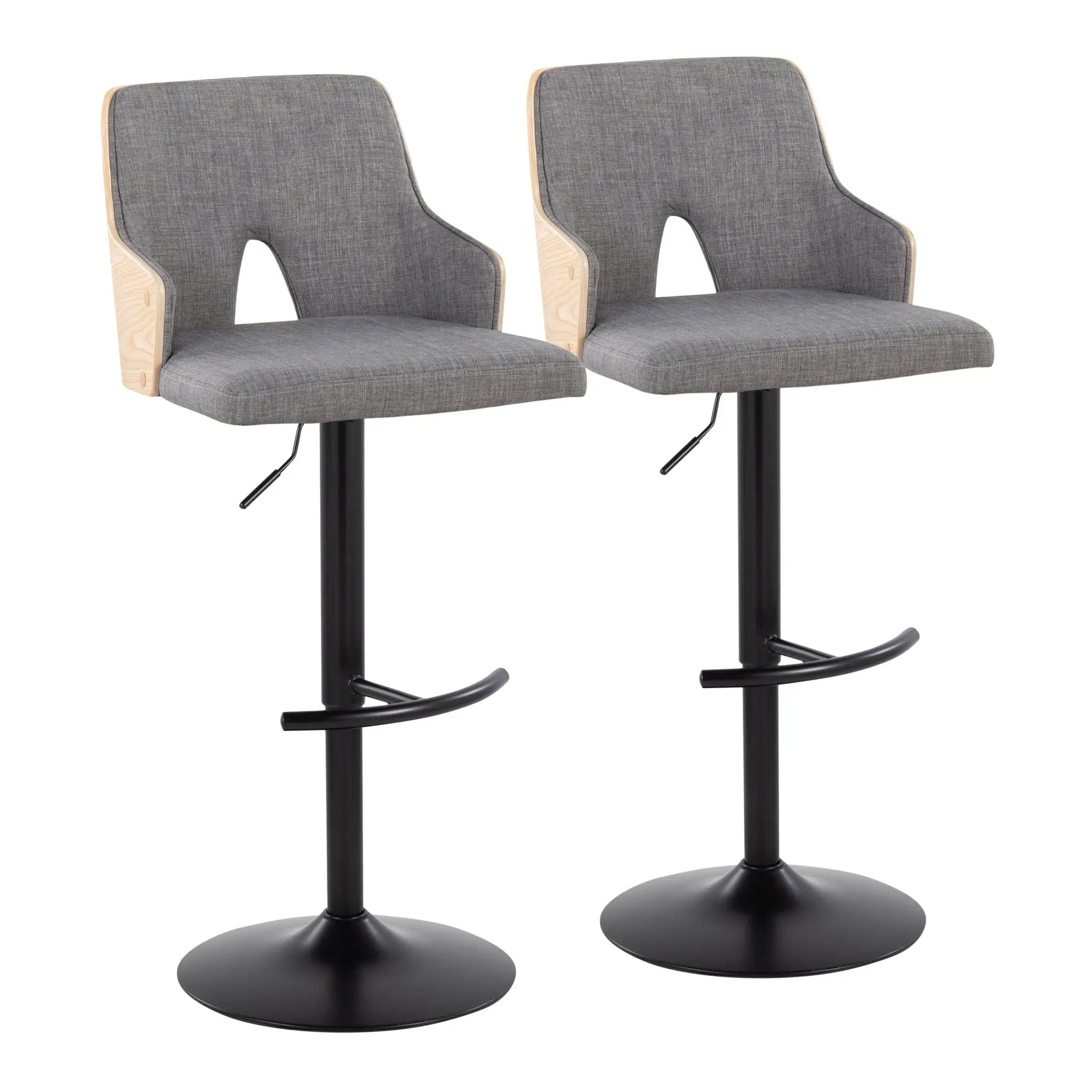 Stella - Contemporary Adjustable Barstool Stool With Swivel And Rounded T Footrest (Set of 2) by Unique Piece Furniture