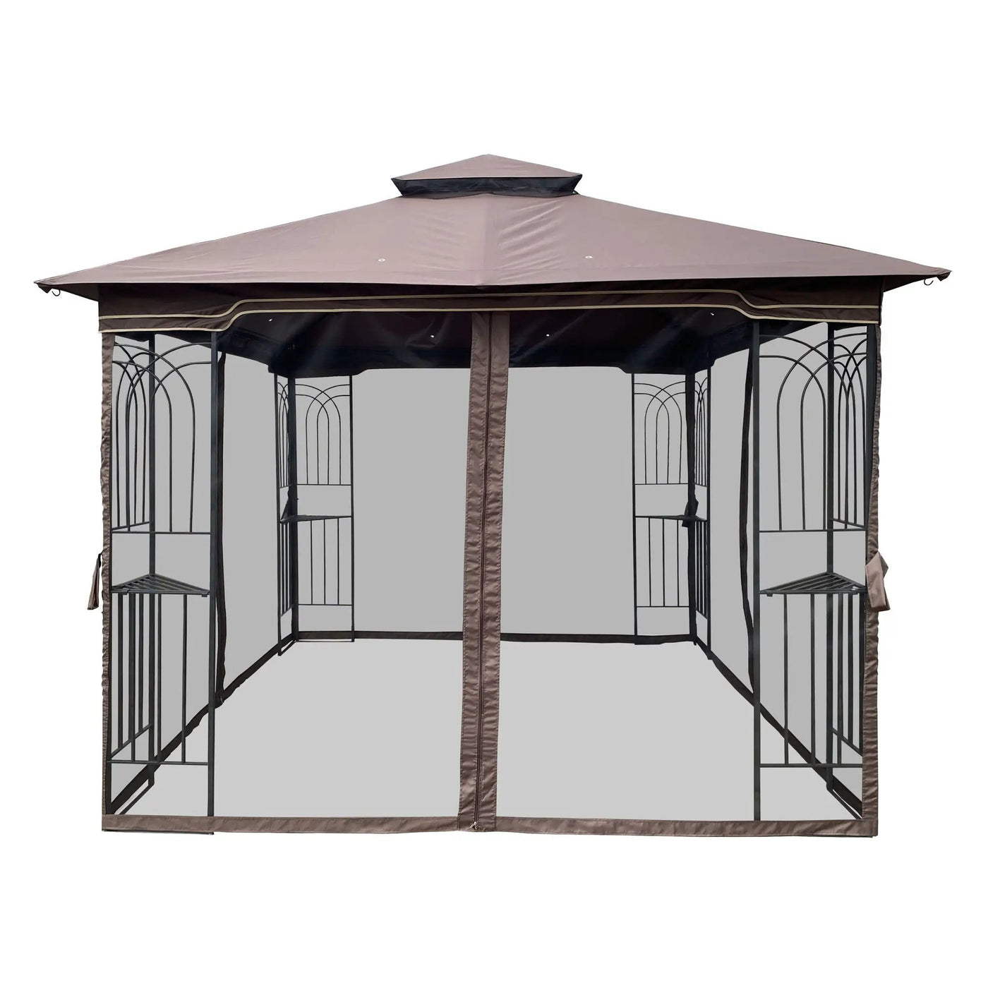 Patio Gazebo Tent With Ventilated Double Roof And Mosquito Net by Unique Piece Furniture